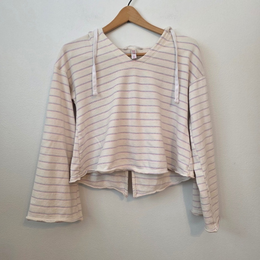 Xhilaration Women's Striped Hoodie with Bell Sleeves - XS